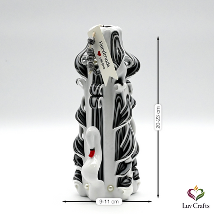 Ivory Noir Swan Ribbons – Hand-Carved Luxury Candle