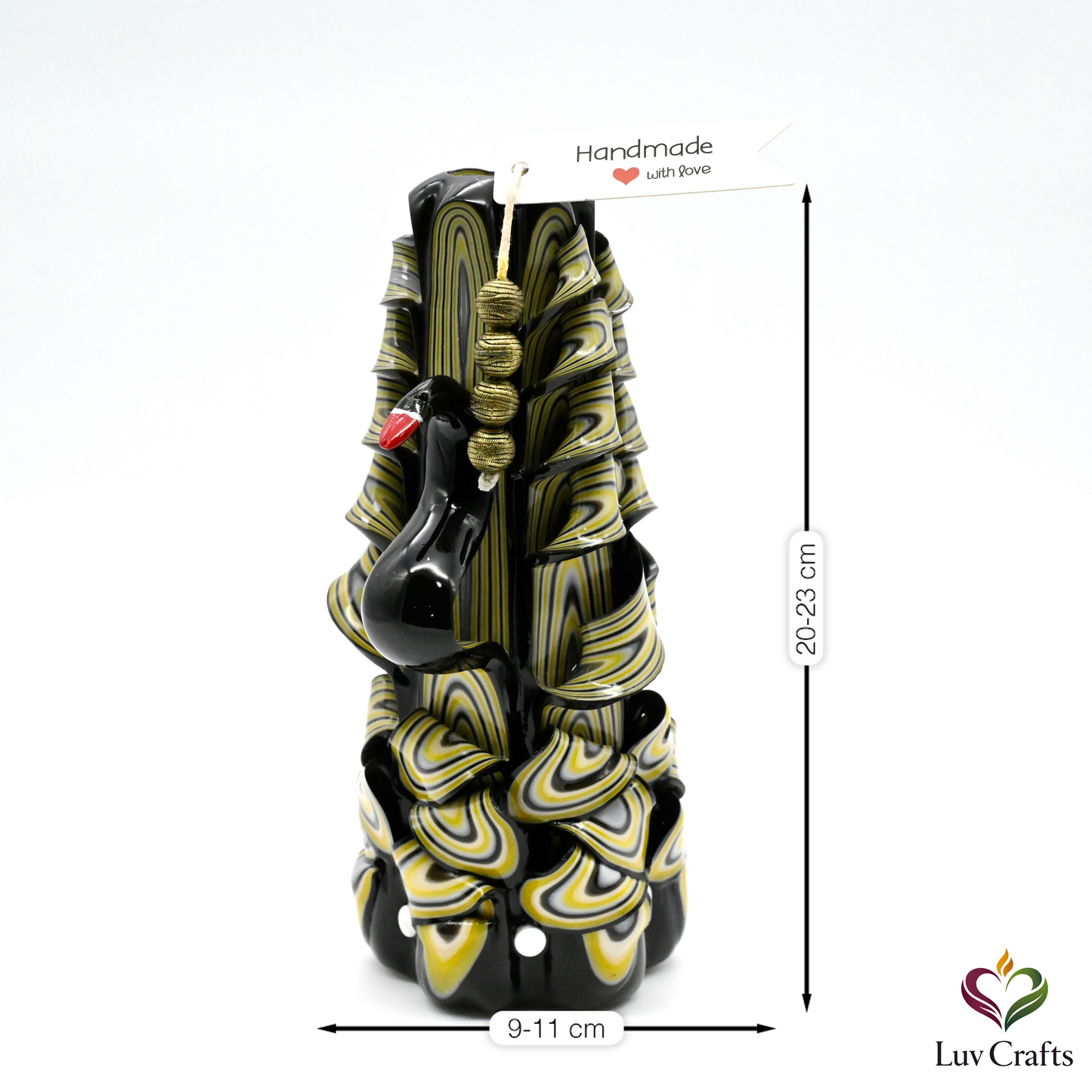 Obsidian Gold Swan Ribbons – Hand-Carved Luxury Candle