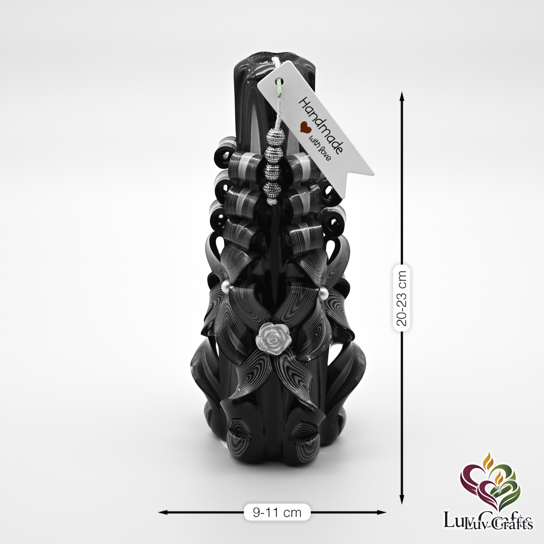 Obsidian Ivory Ribbons – Large Hand-Carved Luxury Candle