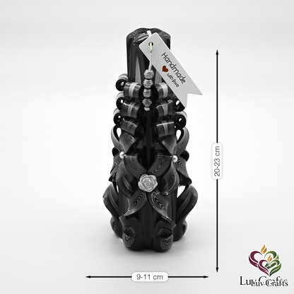 Obsidian Ivory Ribbons – Large Hand-Carved Luxury Candle
