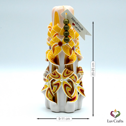 Golden Ember Ribbons – Hand-Carved Luxury Candle