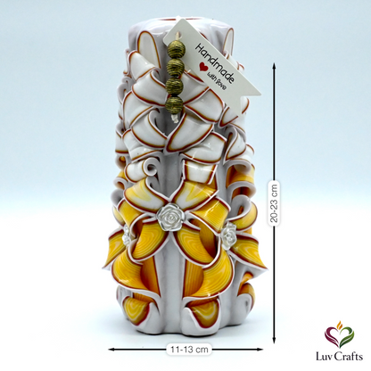 Golden Ivory Ribbons – Hand-Carved Luxury Candle