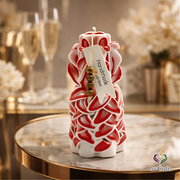 Scarlet Cane Layered Ribbons – Hand-Carved Luxury Candle