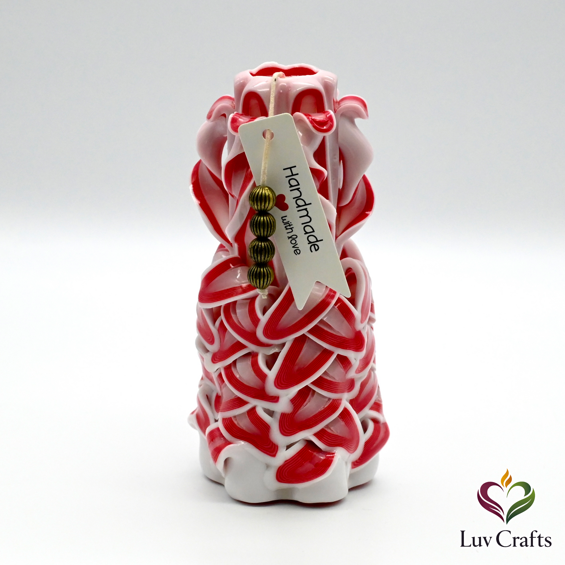 Scarlet Cane Layered Ribbons – Hand-Carved Luxury Candle