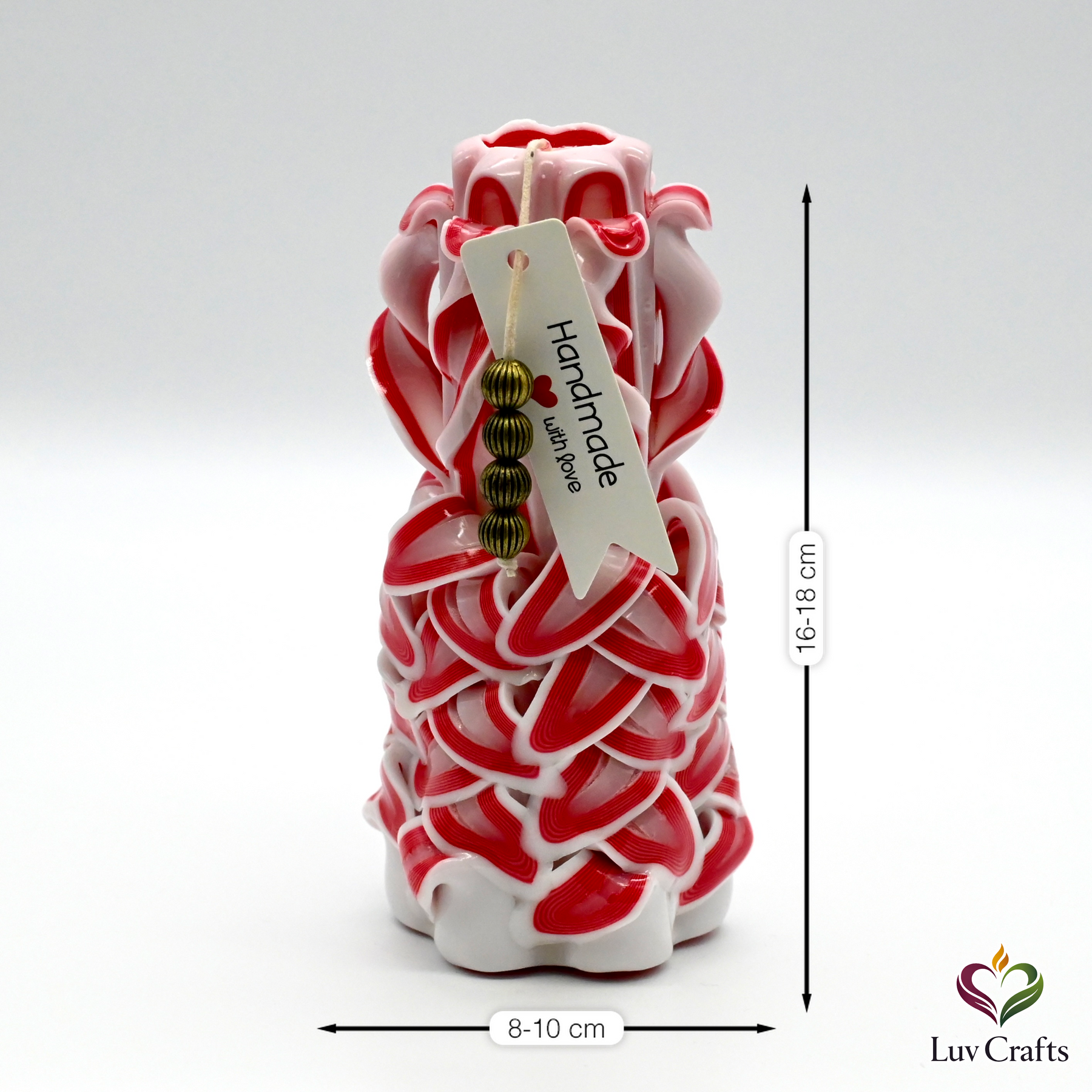 Scarlet Cane Layered Ribbons – Hand-Carved Luxury Candle