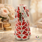 Scarlet Cane Woven Ribbons – Hand-Carved Luxury Candle