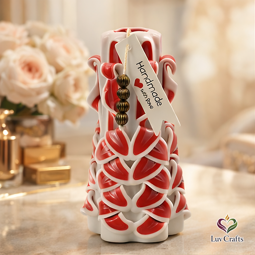 Scarlet Cane Woven Ribbons – Hand-Carved Luxury Candle