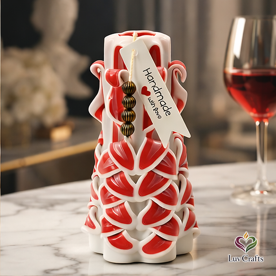 Scarlet Cane Woven Ribbons – Hand-Carved Luxury Candle