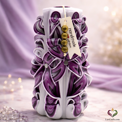 Amethyst Purple Ribbons – Hand-Carved Luxury Candle
