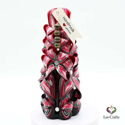 Scarlet Noir Ribbons – Hand-Carved Luxury Candle