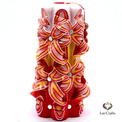 Scarlet Sunrise Ribbons – Hand-Carved Luxury Candle