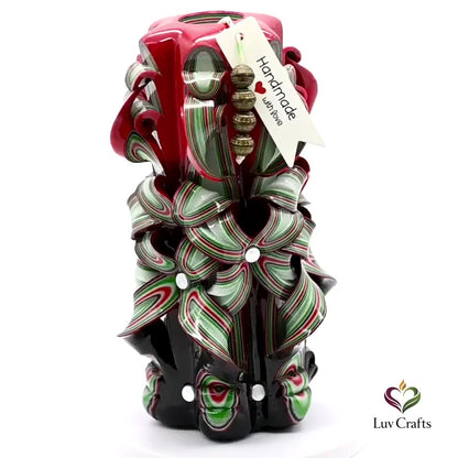 Crimson Red Ribbons – Hand-Carved Luxury Candle