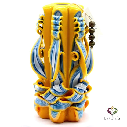 Golden Yellow Ribbons – Hand-Carved Luxury Candle