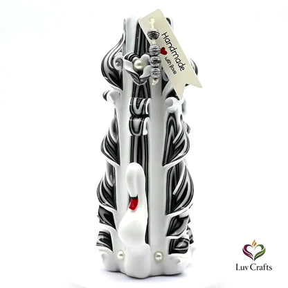 Ivory Noir Swan Ribbons – Hand-Carved Luxury Candle