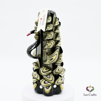 Obsidian Gold Swan Ribbons – Hand-Carved Luxury Candle