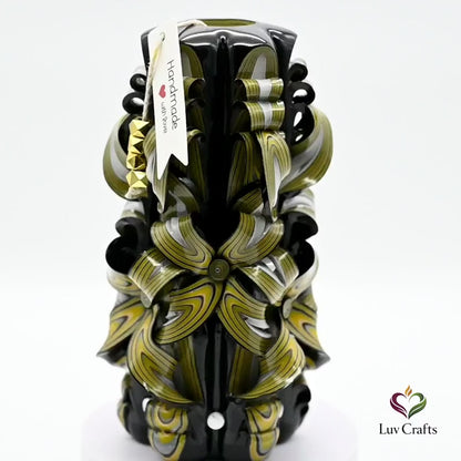 Obsidian Gold Ribbons – Hand-Carved Luxury Candle