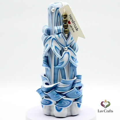 Azure Flow Ribbons – Hand-Carved Luxury Candle