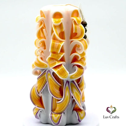 Sunlit Ivory Ribbons – Hand-Carved Luxury Candle
