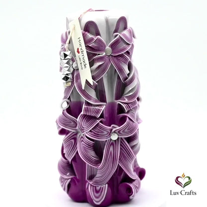 Royal Purple Ribbons – Hand-Carved Luxury Candle