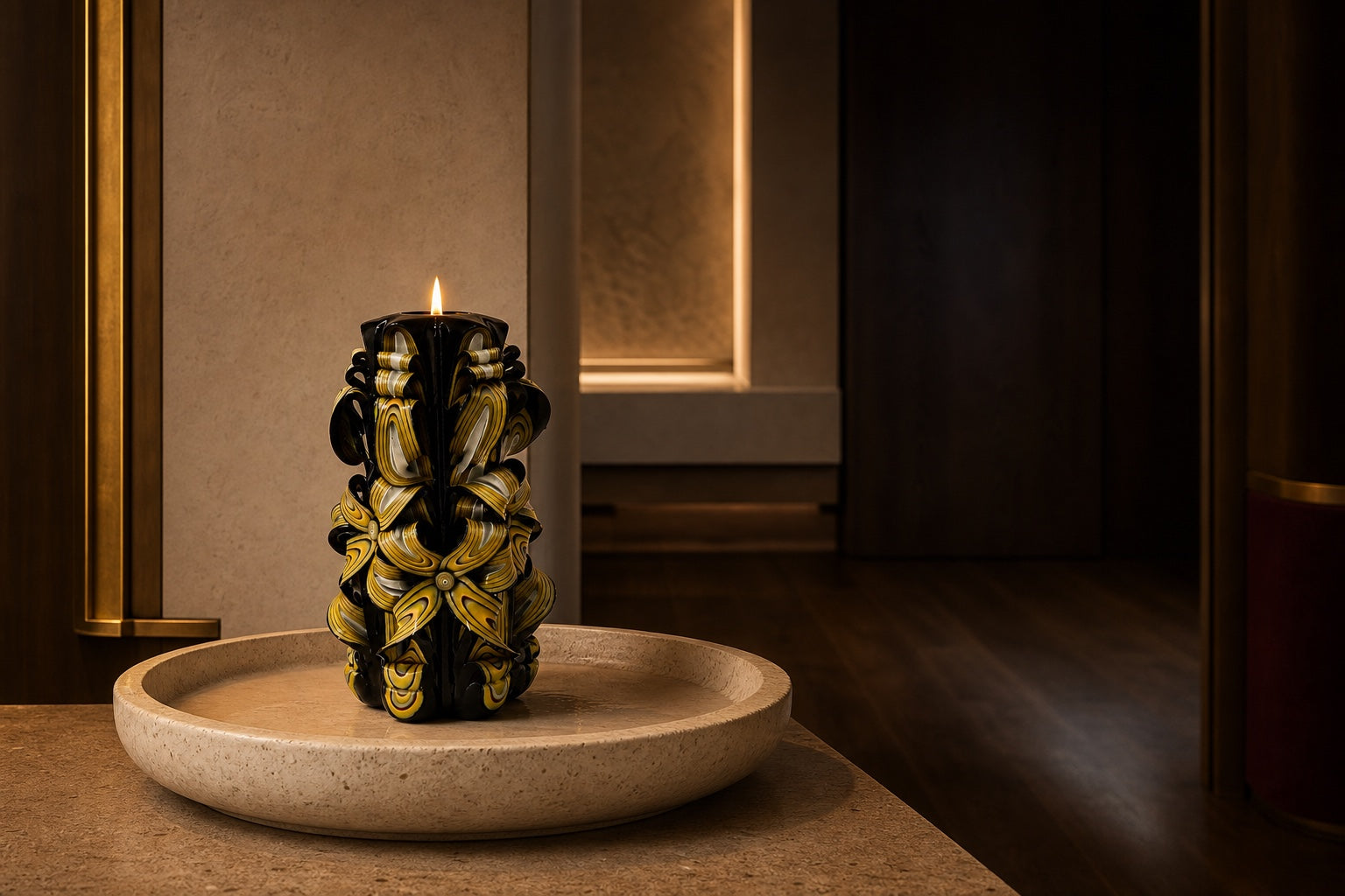 A Luv Crafts candle burning safely with a calm, steady flame